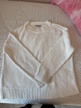 Everlane Cream Ribbed Crewneck Sweater
